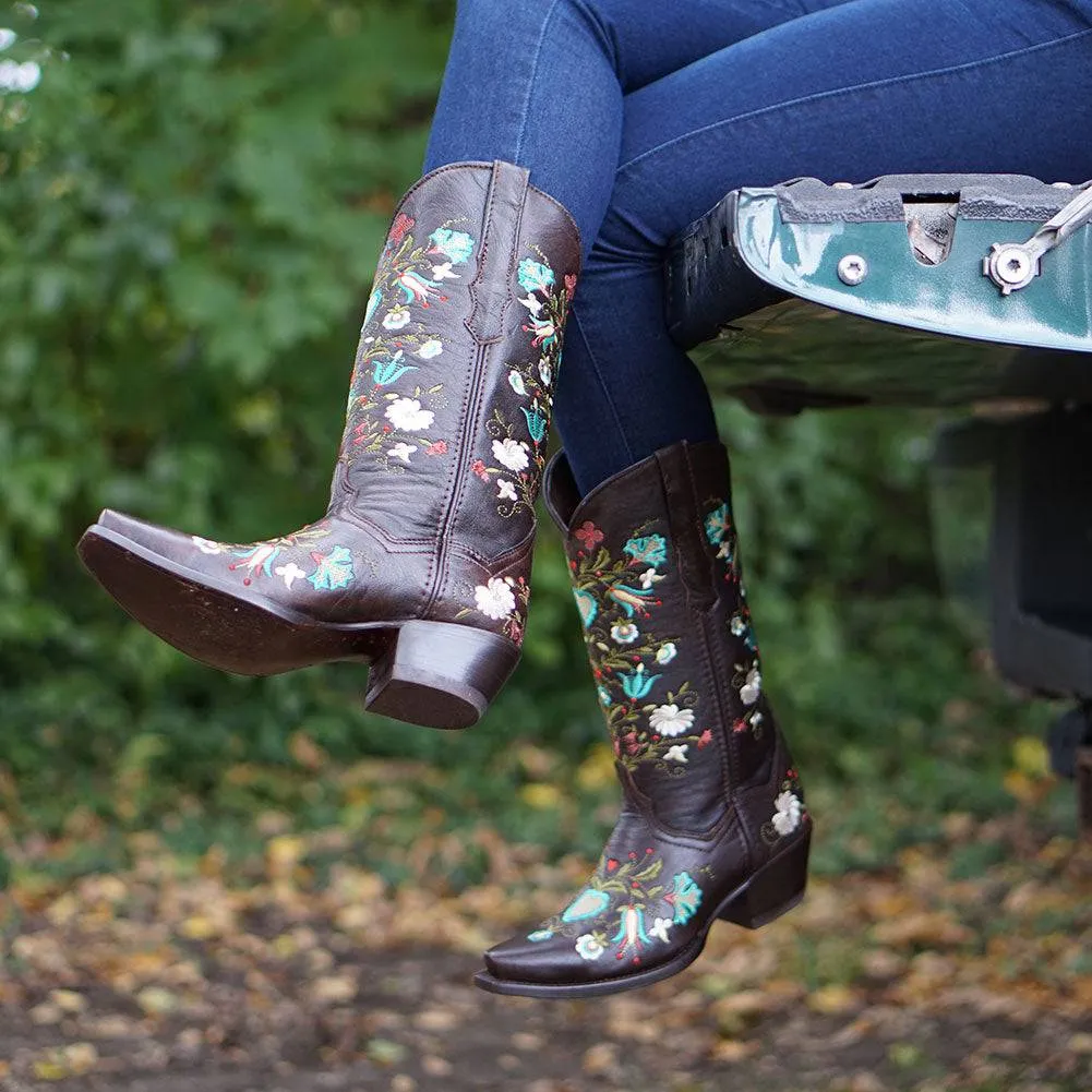 Wildflower Boots | Floral Embroidered Cowgirl Boots (M50030)