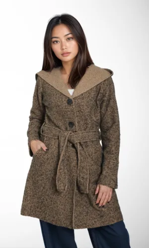 Women Belted Coat (Black & Brown)