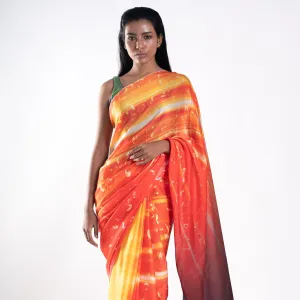 Women Citrine Digital Printed Satin Georgette Saree