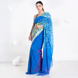 Women Cosette Georgette Digital Printed Saree In Blue Color