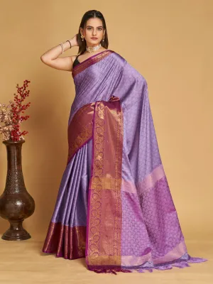 Women Party Wear Designer Purple Colour Banarasi Silk Saree Collection