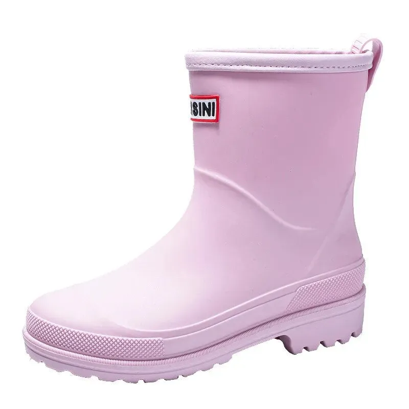 Women Rain Boots Waterproof Non-slip Mid-tube Boots Pvc Rubber Shoes - WRB50145