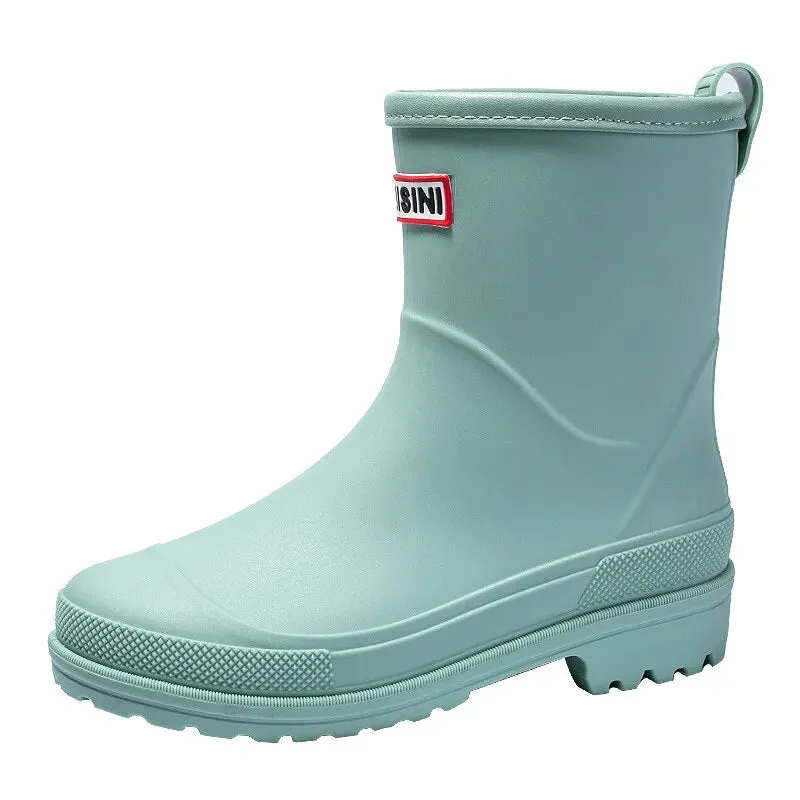 Women Rain Boots Waterproof Non-slip Mid-tube Boots Pvc Rubber Shoes - WRB50145