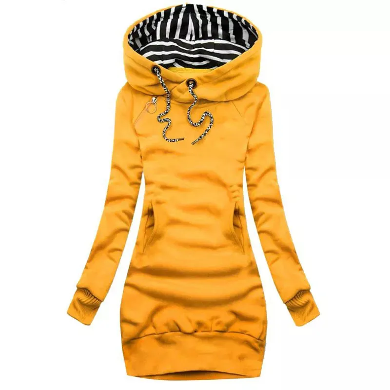 Women Sweater Dress Hooded Spring Autumn Ladies Long Sleeve Dress