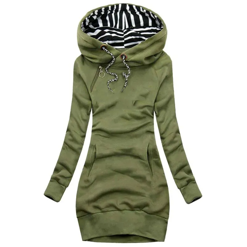 Women Sweater Dress Hooded Spring Autumn Ladies Long Sleeve Dress