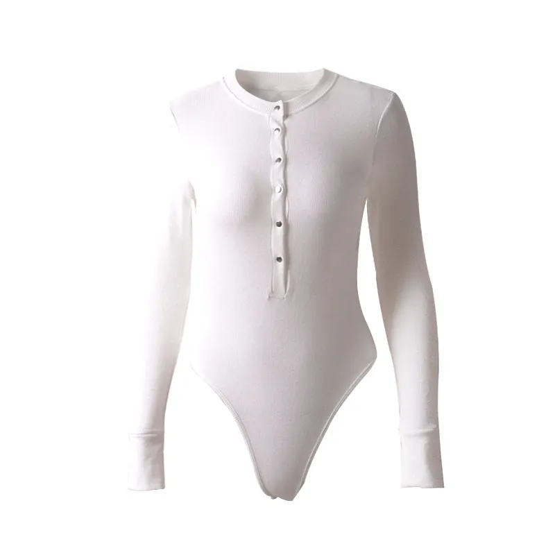 Women's Long Sleeved Low Cut V-Neck Bodysuit